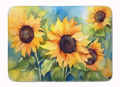 Sunflowers in Watercolor Memory Foam Kitchen Mat Machine Washable Anti-Fatigue Mat Cushion Comfort Bath Mat or Kitchen Rug