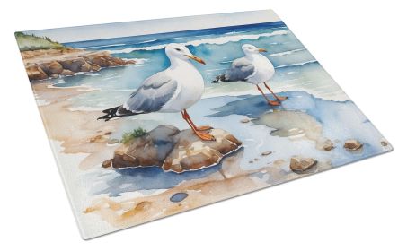 Gulls Scavenging Glass Cutting Board Decorative Tempered Glass Kitchen Cutting and Serving Board Large Size Chopping Board