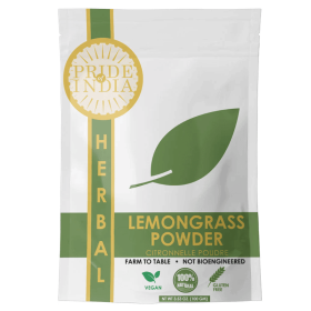 Pride of India | Lemongrass Powder 3.53 oz (100 gm) resealable pouch pack | Ideal for Cooking & Drinks | Perfect seasoning for Juices, Smoothies