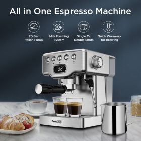 Geek Chef Espresso Machine, 20 Bar Espresso Machine With Milk Frother For Latte, Cappuccino, Macchiato, For Home Espresso Maker, 1.8L Water Tank, (Option: default)