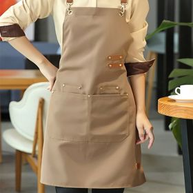 1pc Apron; Waterproof And Oil-proof Apron With Pockets; Universal Apron For Women And Men; For Coffee Bar; Restaurant; Multipurpose Aprons 29.5in (Color: Light Brown)