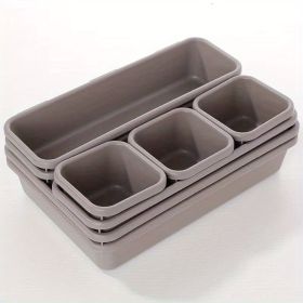 8pcs Home Drawer Organizer; Multipurpose Plastic Storage Box; Tableware Storage Container; Medicine Box; Office Supplies Storage & Organization; (Color: 1pcs Multifunctional Storage Box + Light Gray)