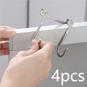 1/2/4pcs Over The Door Drawer Cabinet Hook; 304 Stainless Steel Double S-Shaped Hook Holder Hanger Metal Heavy Duty-Free Punching Door Back Hangi (Quantity: 4pcs-B)